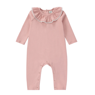 Baby Girl Ruffle Neck Romper | Pink