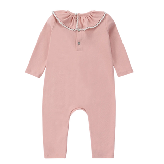 Baby Girl Ruffle Neck Romper | Pink